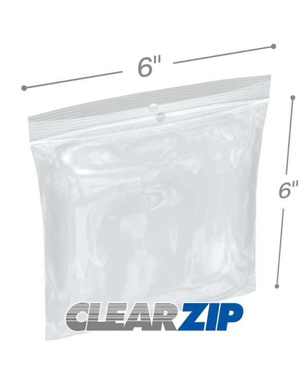 6 x 6 4 Mil Zipper Locking Bags with Hanghole 6 x 6 4 Mil Zipper Locking Bags with Hanghole