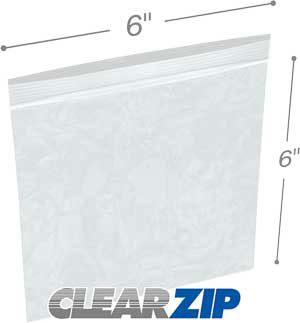 6 x 6 High Clarity Zipper Locking 2 Mil  Polypropylene Bags