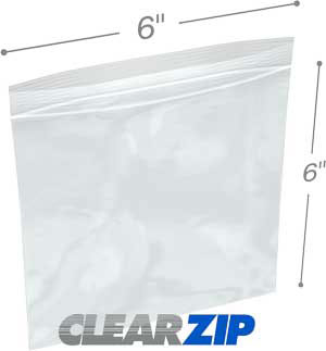 6x  6 Clearzip® Lock Top 2 Mil Bags