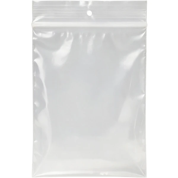6 x 8 .002 ClearZip w/Hanghole 6x8 2 mil Hang Hole Ziplock Bags