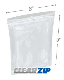 6 x 8 .002 ClearZip w/Hanghole