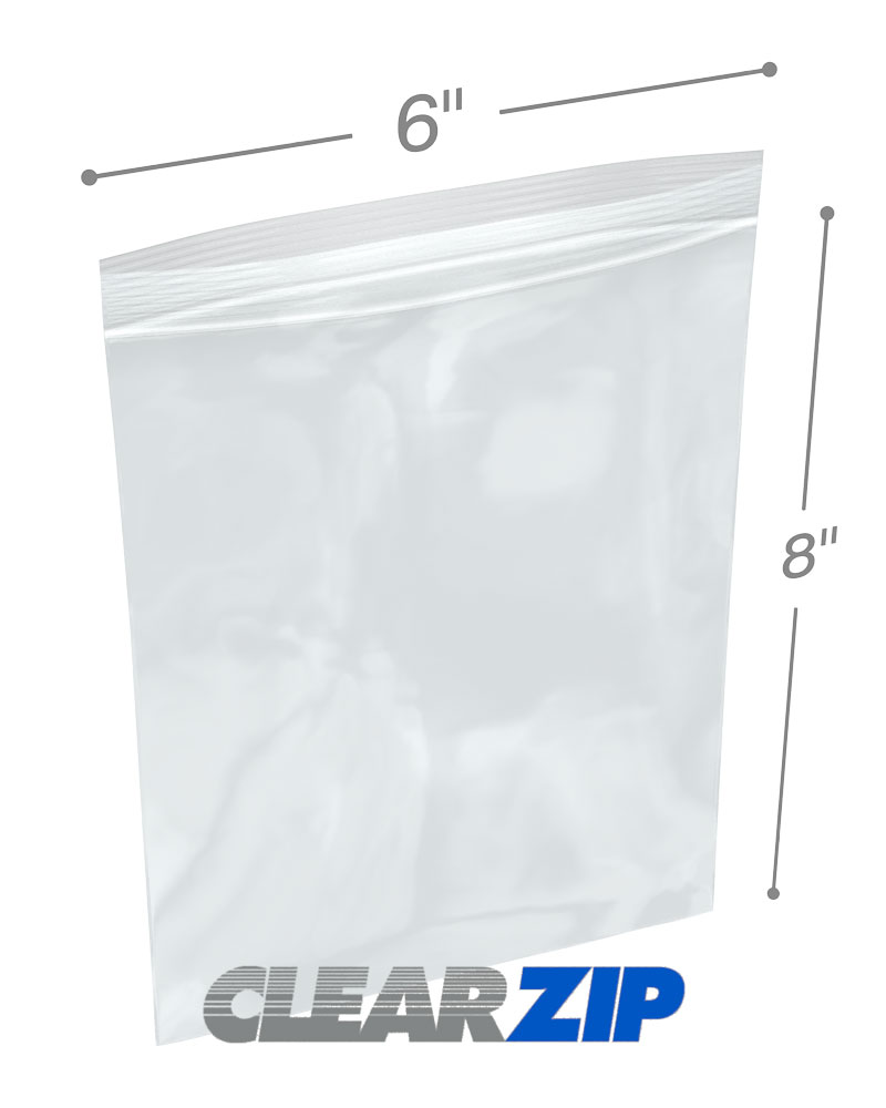 6x8 1.25 mil clear zip reclosable bags