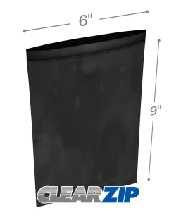 6" x 9" 2 Mil Black Zip Bags