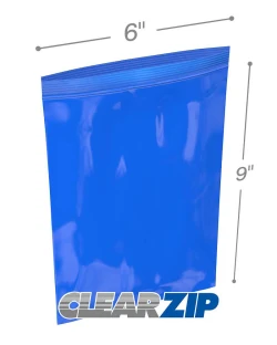 6" x 9" 2 Mil Blue Zip Bags