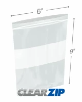 6 x 9 2 mil reclosable white block poly bags