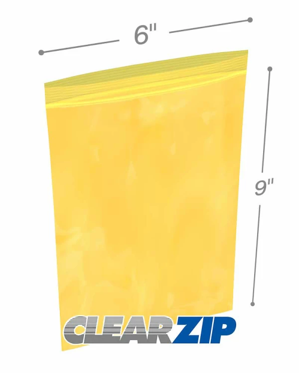 Yellow Zip Lock 6 x 9 Reclosable Bags S-10847