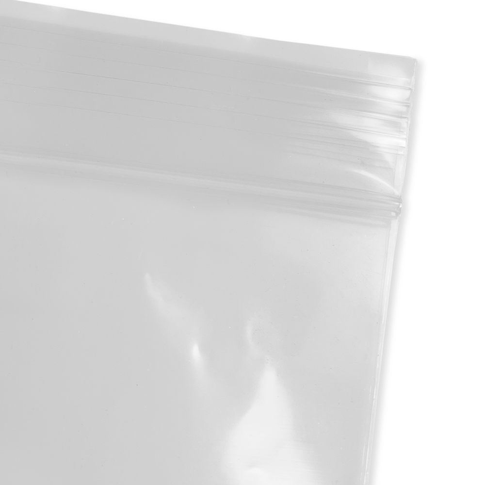 Close up of 6 x 9 4 Mil Clearzip Lock Top Bags Zipper
