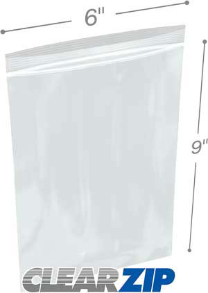 6x9 1.25 mil clear zip reclosable bags
