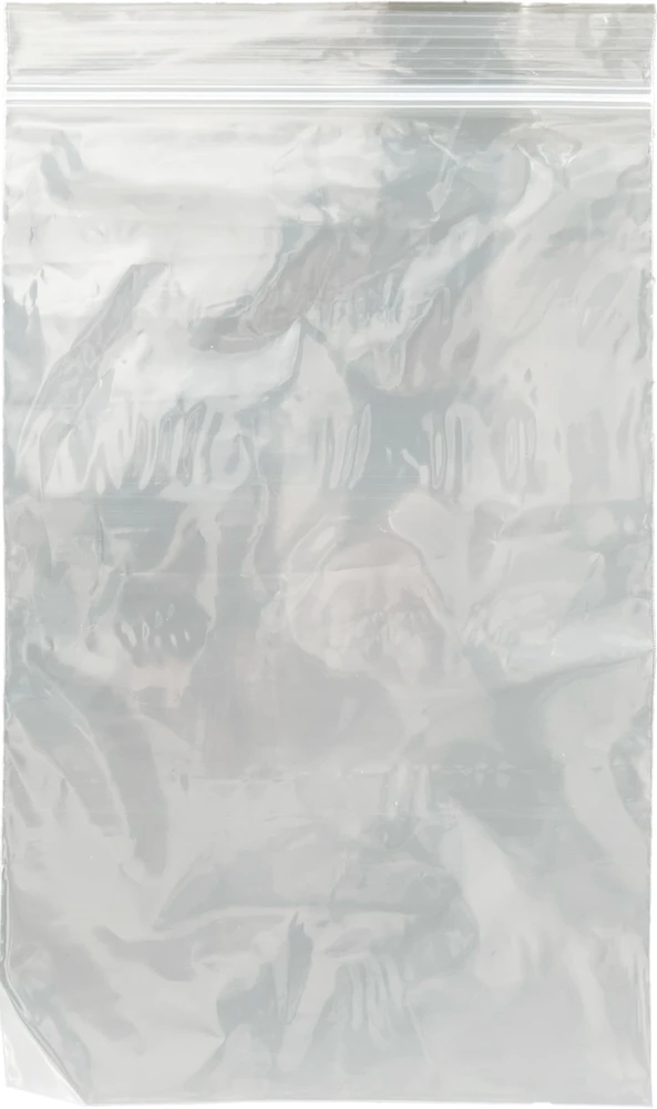 6x10 2 Mil Clearzip Lock Top Bags Extreme close up of securely locked Ziplock on Clear Bag