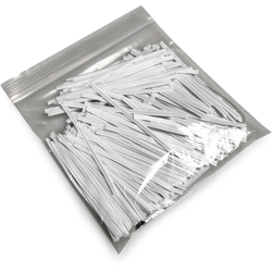 6 x 6 2 Mil Clearzip Lock Top Bags Application Shot of White Twist Ties in Bag