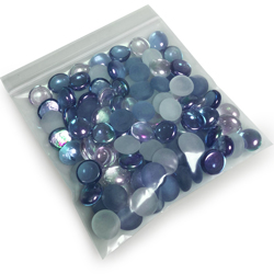 6 x 6 4 Mil Clearzip Lock Top Bags Application Shot with Blue Marbles in Bag