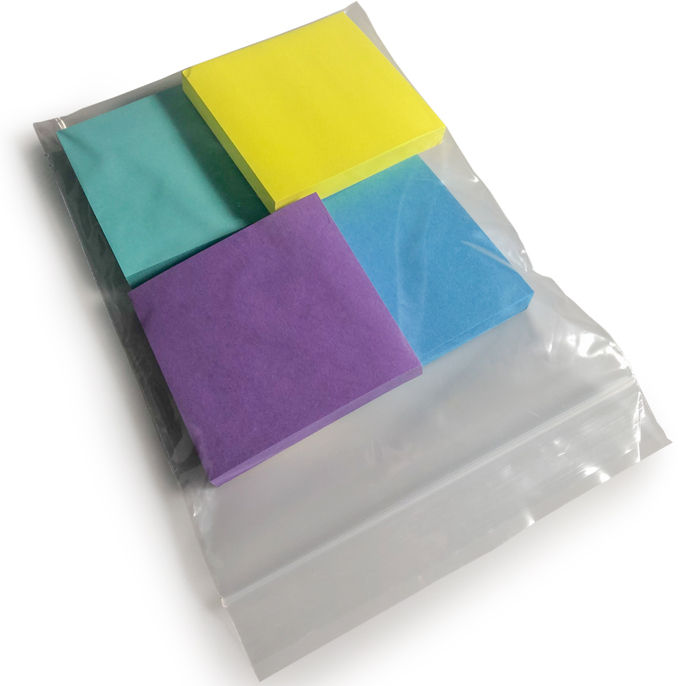 6 x 8 2 Mil Clearzip Lock Top Bag with Four Sticky Note Pads in Bag