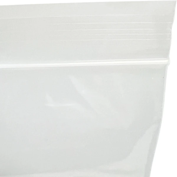 6 x 8 2 Mil Clearzip Lock Top Bag Zipper Offset Lip Close Up of 6 x 8 2 Mil Clearzip Lock Top Bag Zipper Offset Lip