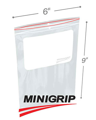 6x9 4Mil Minigrip Reclosable Plastic Bags with Whiteblock