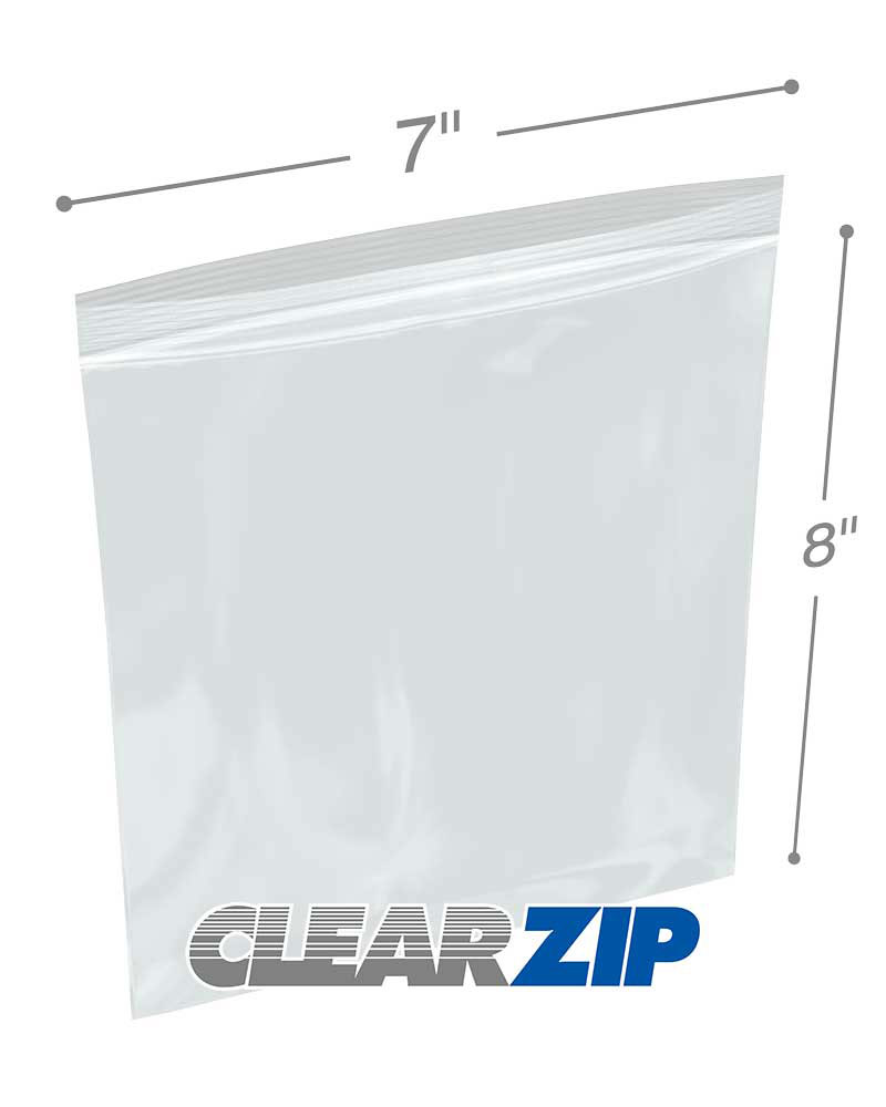 7" x 8" Zip Locking Bags 2 Mil Clearzip