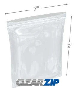 7" x 9" 4 Mil Clearzip Lock Top Bags