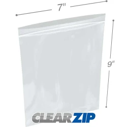7" x 9" 2 Mil Clearzip Lock Top Bags