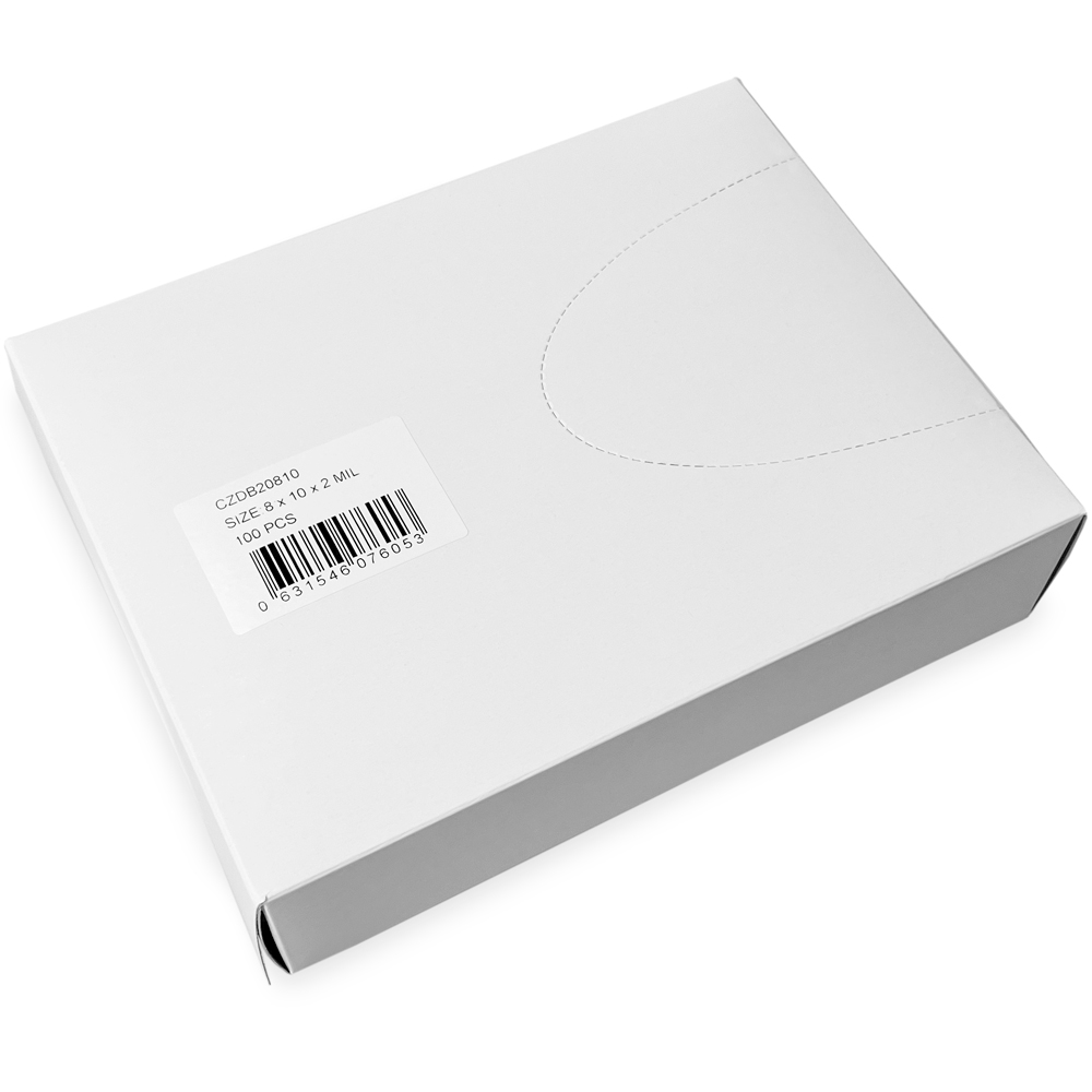 Dispenser Box of 8 x 10 2 Mil Clearzip Lock Top Bags