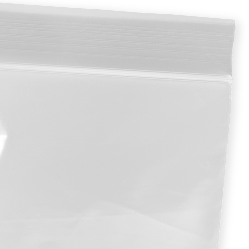 Close up of 8 x 10 2 Mil Clearzip Lock Top Bag Zipper