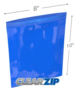 8" x 10" 2 Mil Blue Zip Bags
