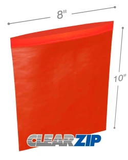 8" x 10" 2 Mil Red Zip Bags