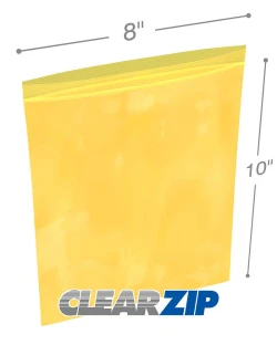 8" x 10" 2 Mil Yellow Zip Bags