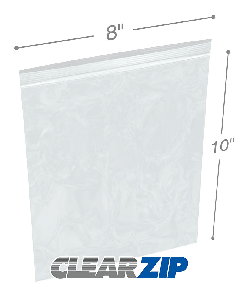 8 x 10 High Clarity Zipper Locking 2 Mil  Polypropylene Bags
