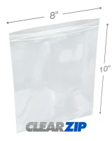 8x10 1.25 mil clear zip reclosable bags