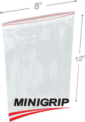 8x12 2Mil Minigrip Reclosable Plastic Bags