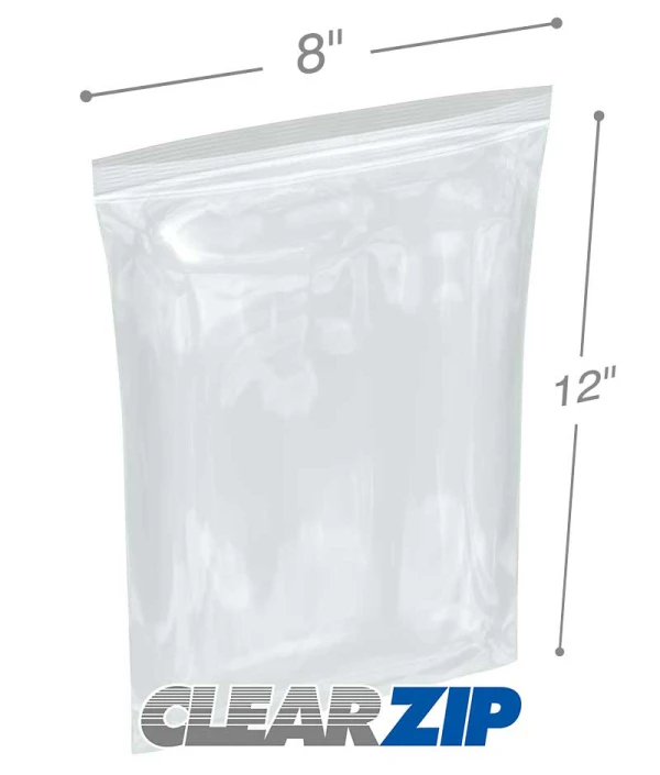 8 x 12 High Clarity Zipper Locking 2 Mil Polypropylene Bags 8 x 12 High Clarity Zipper Locking 2 Mil Polypropylene Bags