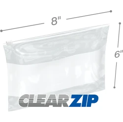 8" x 6" 3 Mil White Block Sliding Zipper Bags