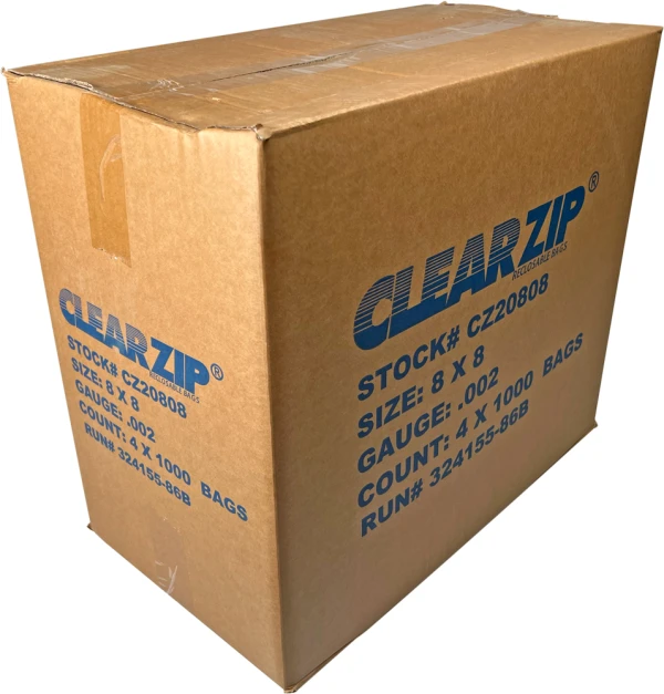 8 x 8 2 Mil Clearzip Lock Top Bags Master Case 8 x 8 Clearzip Locking Top Bags 2 Mil - 1 quart Master Case