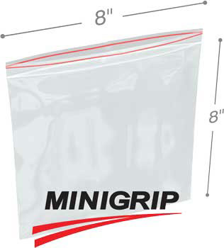 8x8 2Mil Minigrip Reclosable Plastic Bags