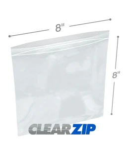 8" x 8" 8 Mil Clearzip® Locking Top Bags
