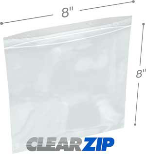8" x 8" Clear Plastic Zipper Poly Reclosable Bags 2 Mil 8x8 4000 Pieces 