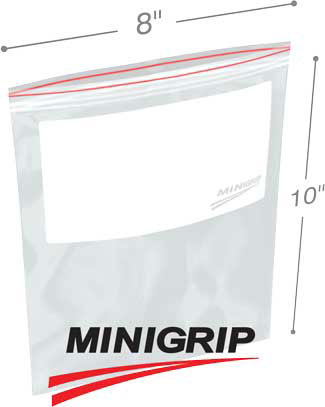 8x10 2-Mil Minigrip Reclosable Plastic Bags with Whiteblock