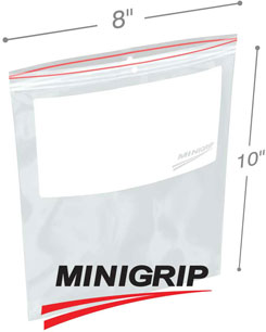8x10 4Mil Minigrip Reclosable Plastic Bags with Whiteblock