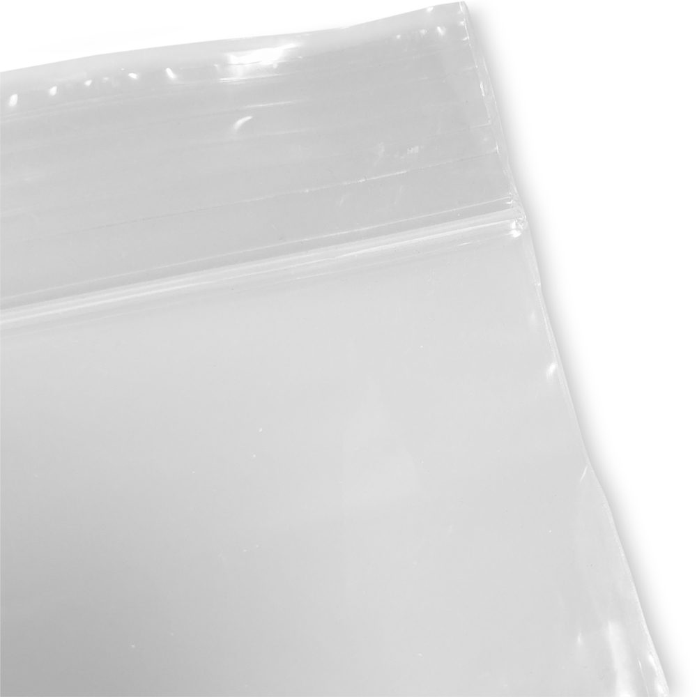 Close up of 9 x 12 2 Mil Clearzip Lock Top Bags Zipper