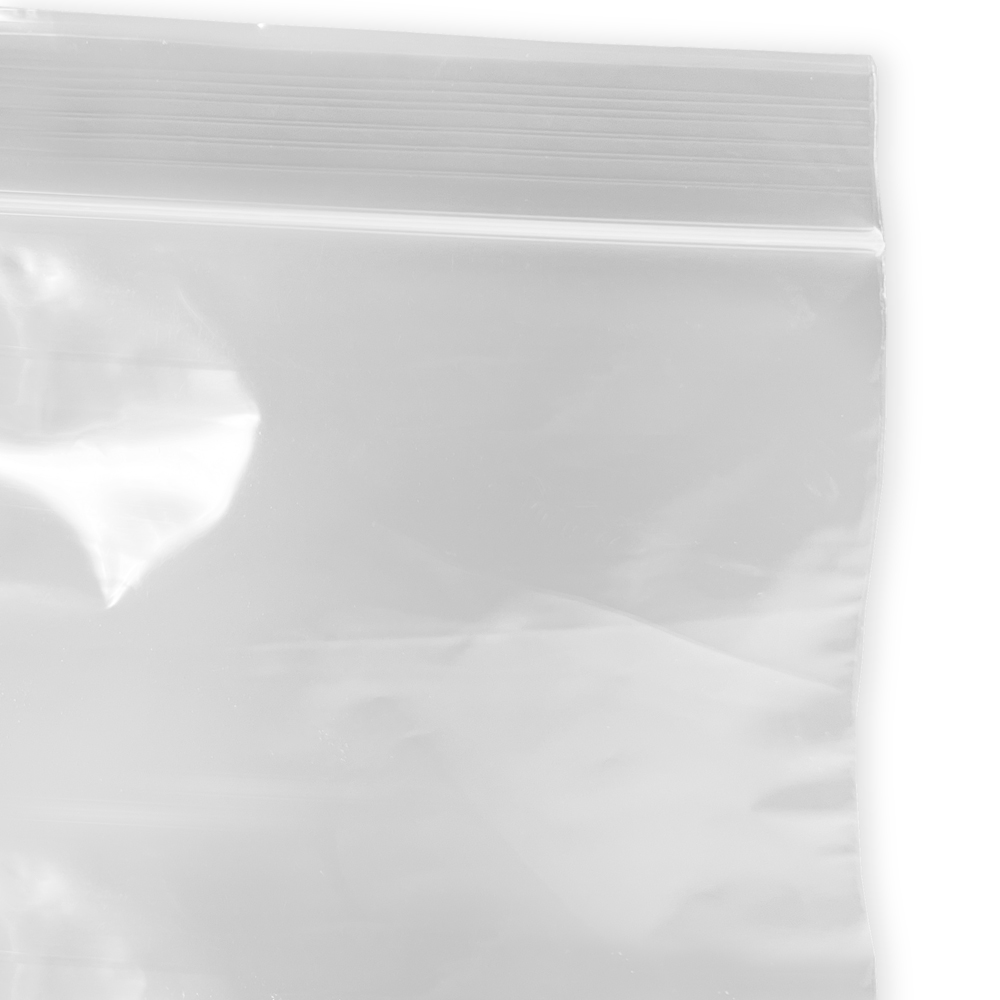 Close up of 9 x 12 2 Mil Clearzip Lock Top Bag Zipper