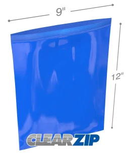 9" x 12" 2 Mil Blue Zip Bags