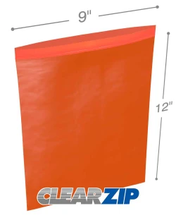 9" x 12" 2 Mil Red Zip Bags