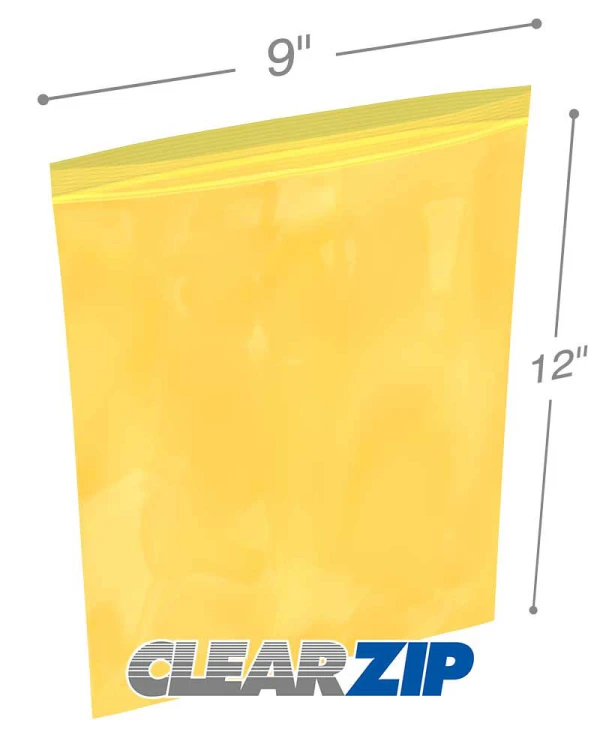9 x 12 yellow zipper bags 9x12 yellow zipper bags