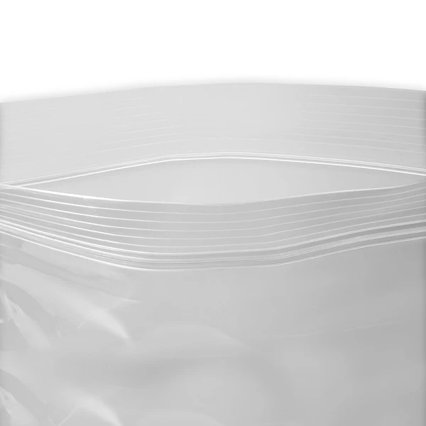Close up of 9 x 12 4 Mil Clearzip Lock Top Bags Opened