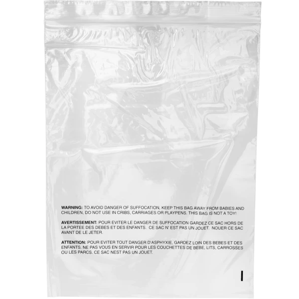9 x 12 Zip Locking Poly Bag with Suffocation Warning Physical 9 x 12 Zip Locking Poly Bag with Suffocation Warning