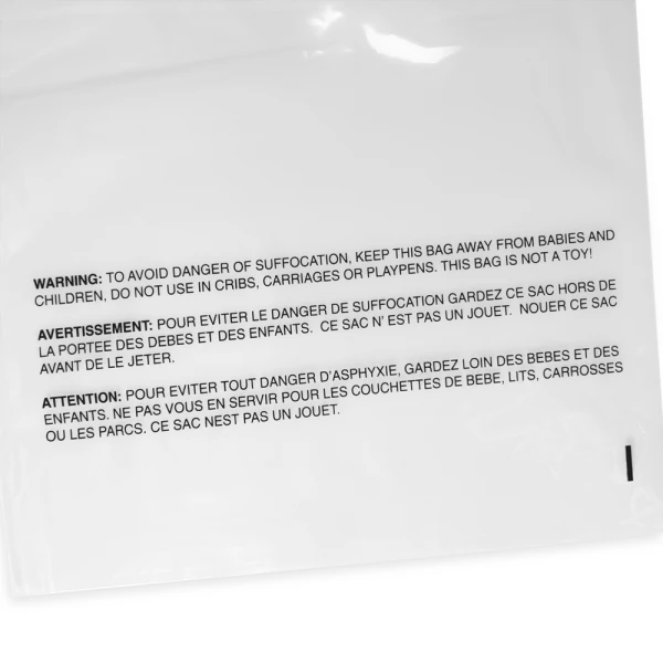 9 x 12 Zip Locking Poly Bags Suffocation Warning Close up of 9 x 12 Zip Locking Poly Bags Suffocation Warning
