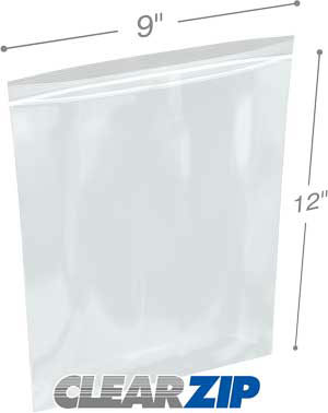 9x12 1.25 mil clear zip reclosable bags