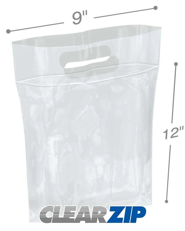 9x12 3-mil Zipper Locking Handle Bags - NFL Approved 9 x 12 .003 Clearzip Handle Bags