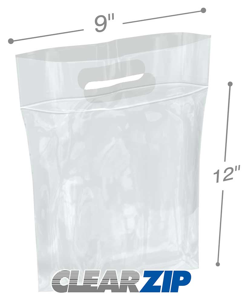 Clear Handle Bag 20% Recycled Content 9 x 12 100 pack H912CL1R
