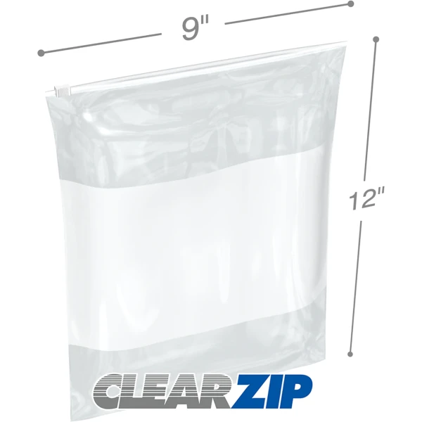 9 x 12 3 Mil White Block Sliding Zipper Bags 9 x 12 3 Mil White Block Sliding Zipper Bags