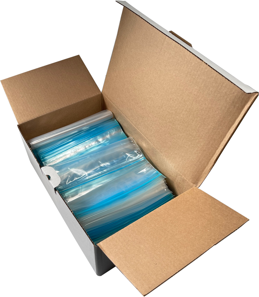 9x12 Double Zip Track Leakproof Bags 3 mil packed in corrugated Carton Case